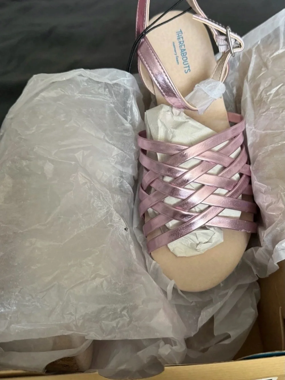 Thereabouts Big Kid Girls Pink Mettallic Wedge Sandals cute Summer sz/3M